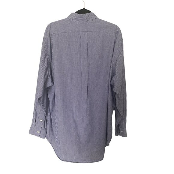 RALPH LAUREN MEN'S YARMOUTH BLUE & WHITE COTTON DRESS SHIRT SZ 17.5 - Picture 2 of 4